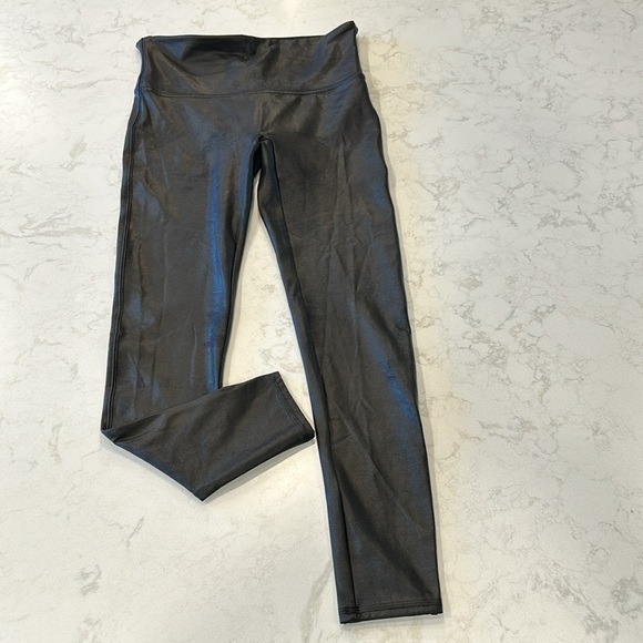 Spanx Faux Leather Shimmer Leggings High Waisted Black Large - Picture 7 of 16